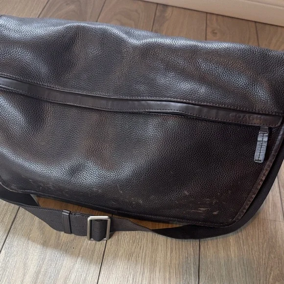 Coach Dark Brown Leather Messenger Bag - Picture 2 of 13